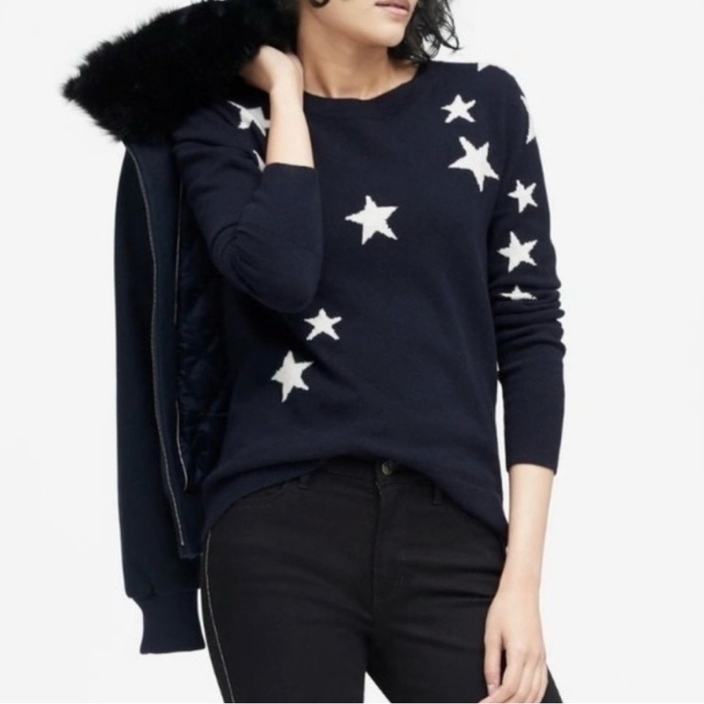 Banana Republic Wool Navy Blue Star Sweater